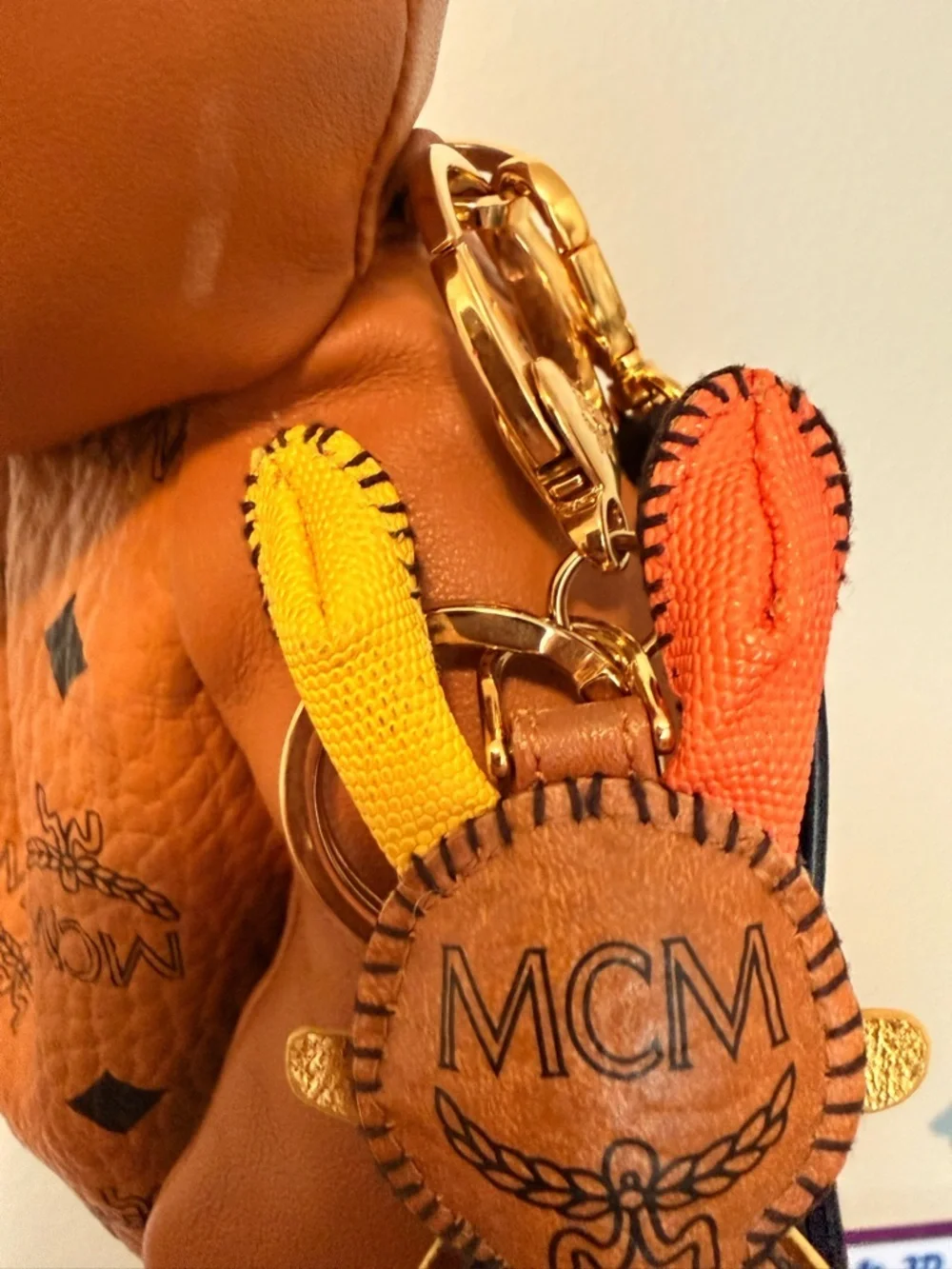 RARE Limited Edition MCM Visetos Rabbit Zoo Doll Cognac with Strap and Charm